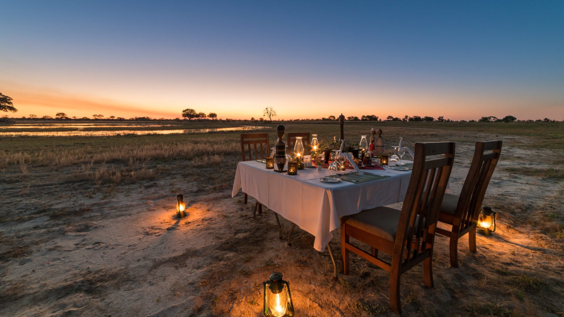 camp hwange dinner outside