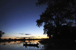 canoe safari selinda spillway sunset