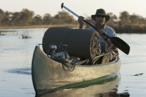 selinda spillway canoe with camping gear