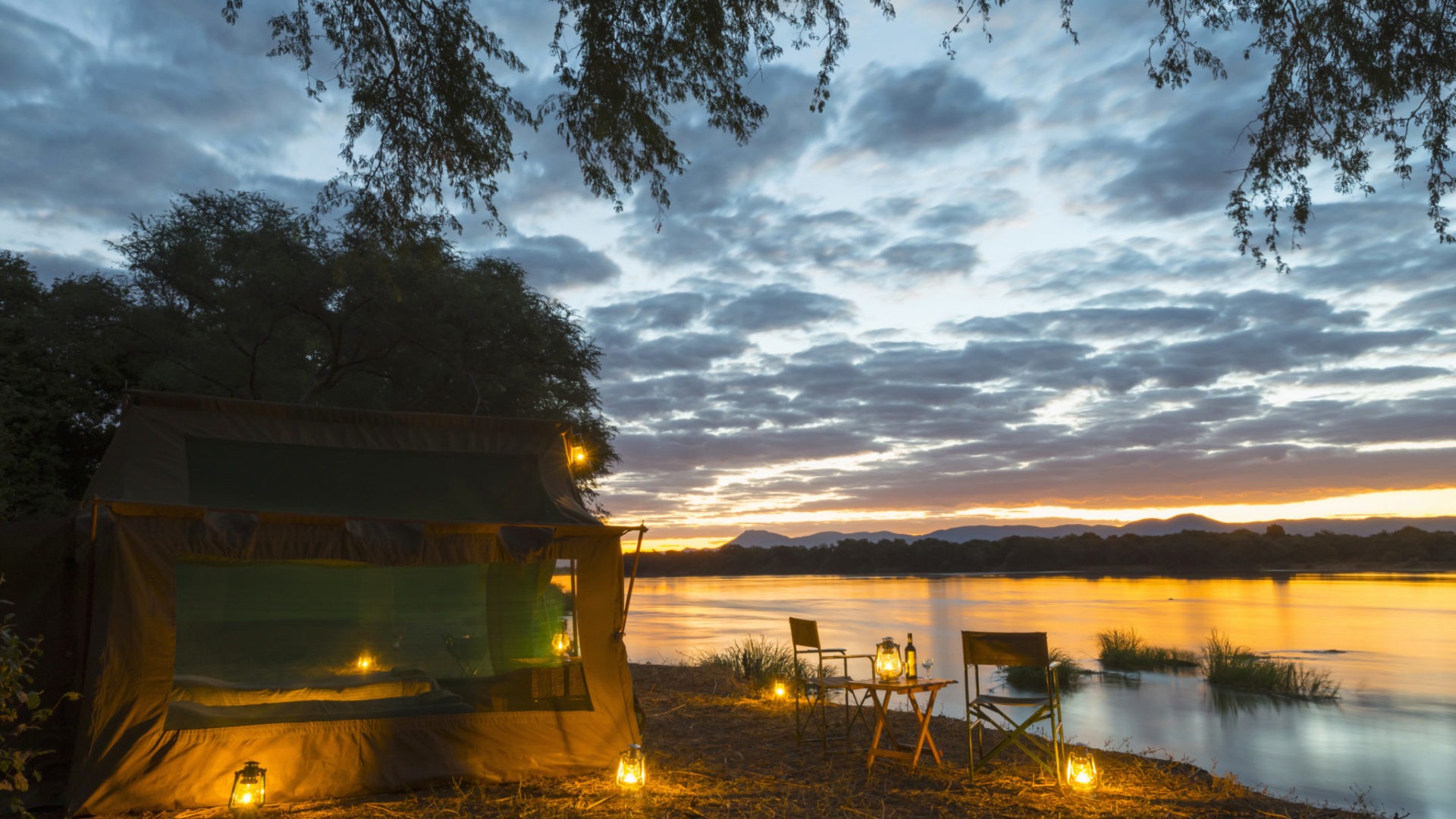 camp zambezi mana pools tent view night