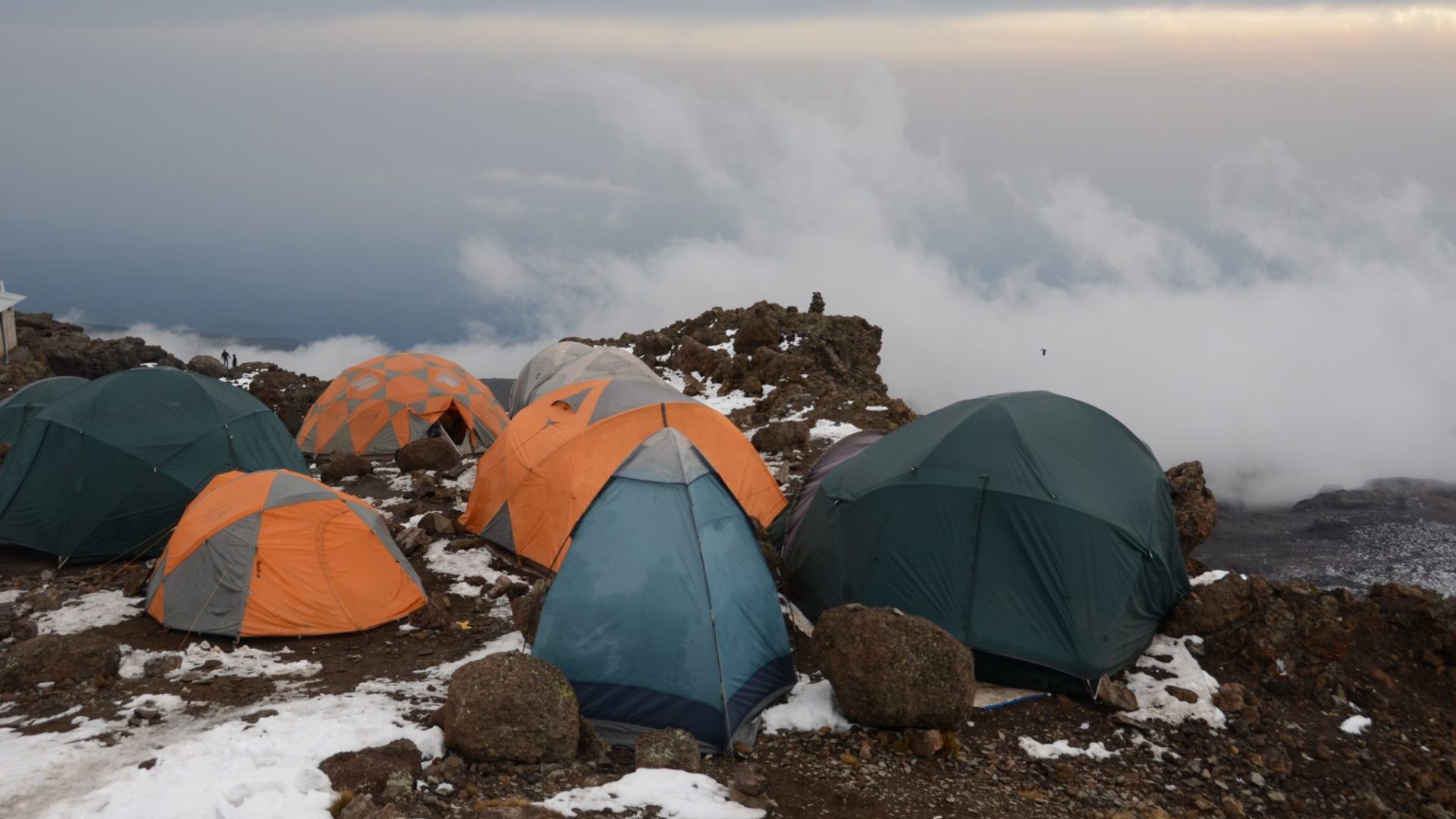 kilimanjaro climbing camp clouds