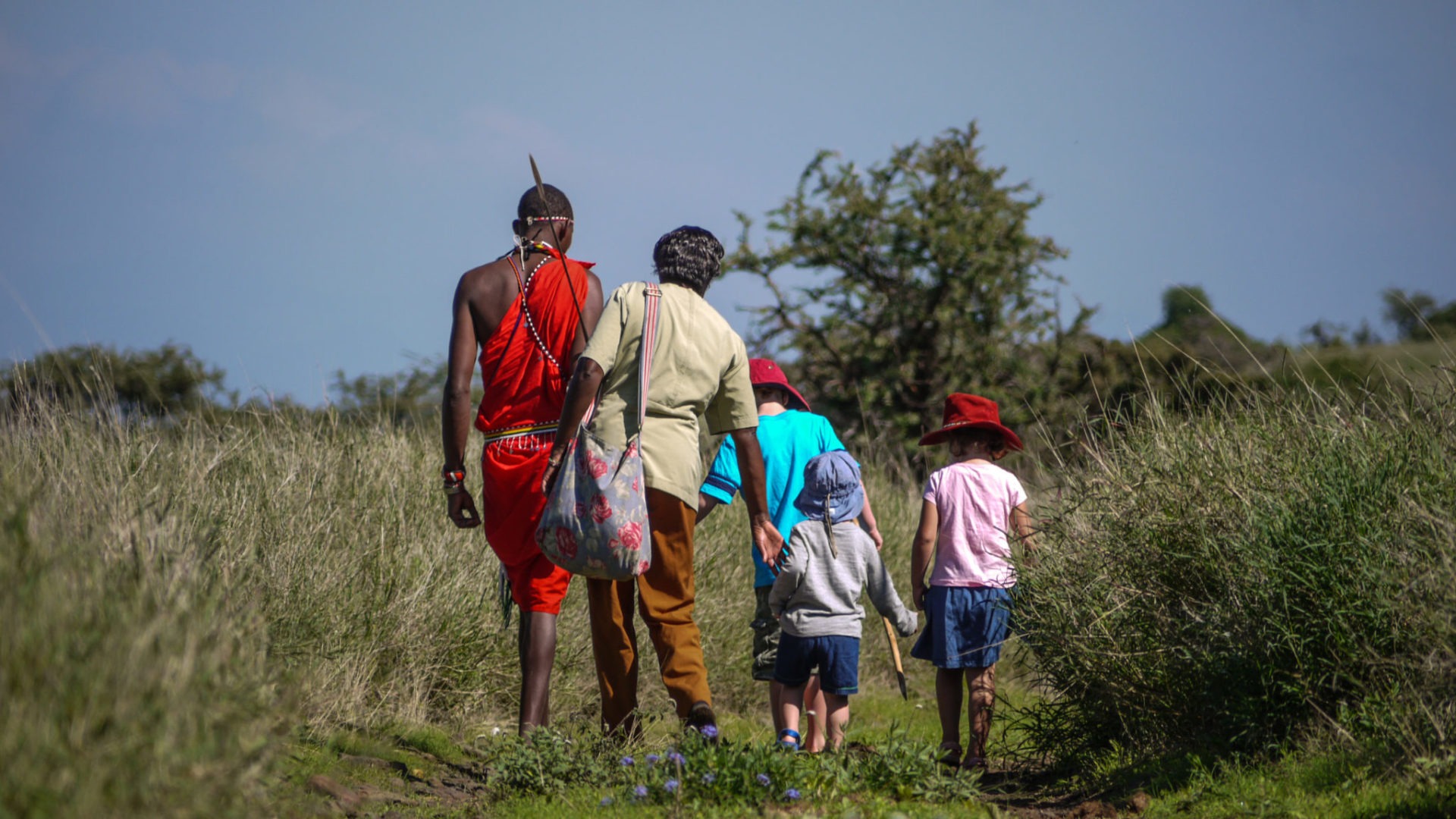 Kids walk Lewa House Laikipia