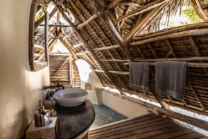 Tanzania Fanjove Island Banda bathroom