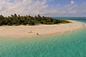 Tanzania Fanjove Island beach kayaks aerial view