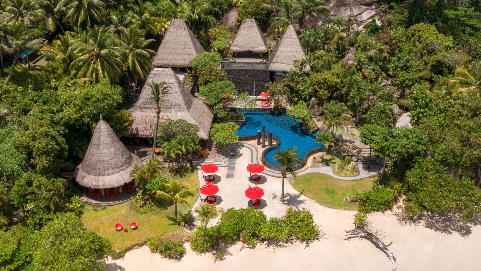 Anantara Maia Seychelles Villas Exterior View Aerial View Swimming Pool Beach